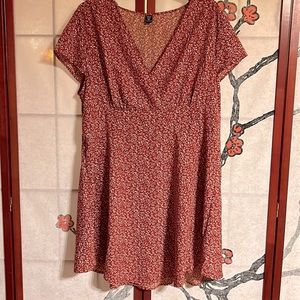 Really Cute Red Dress with White Floral Designs NWOT!